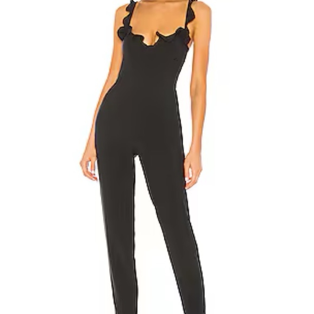 NBD X NAVEN Black Ruffle Bustier Jumpsuit